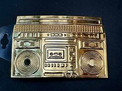 Rebel Revolutions Retro Gold Tone Ghetto Blaster / Boom Box Belt Buckle