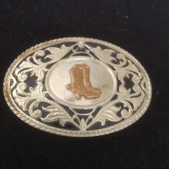 Vintage Cowboy Boots Belt Buckle Silver/Gold Colors