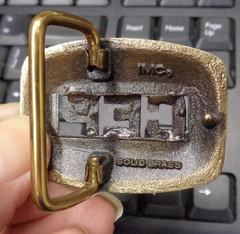 Vtg IMC Small Monogram Initial CEP Brass Belt Buckle 1-7/8&Prime; L x 1-3/8&Prime; H