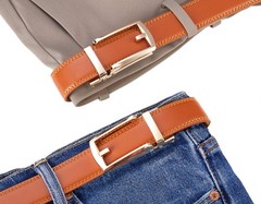 Tonywell Ratchet Belt, One Size, Light Brown Leather & Gold Metal Buckle