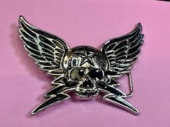 Winged Skull with Stars Reflective Gothic Punk Motorcycle Biker Belt Buckle