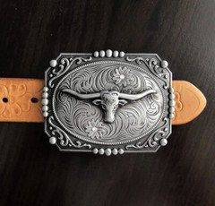 Western Cowboy Belt Buckle Longhorn Texas Bull Horse Buckles for Men Women