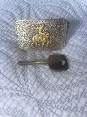 Western Gold/Silver Carved Flower Pattern Metal Belt Buckle