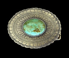 Teal Turquoise Stone Belt Buckle Western Cowboy Style Fits 1.5 Inch Strap
