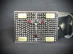 Industrial Crucifix Belt Buckle Archive Red Crystals OOAK Darren McNeese