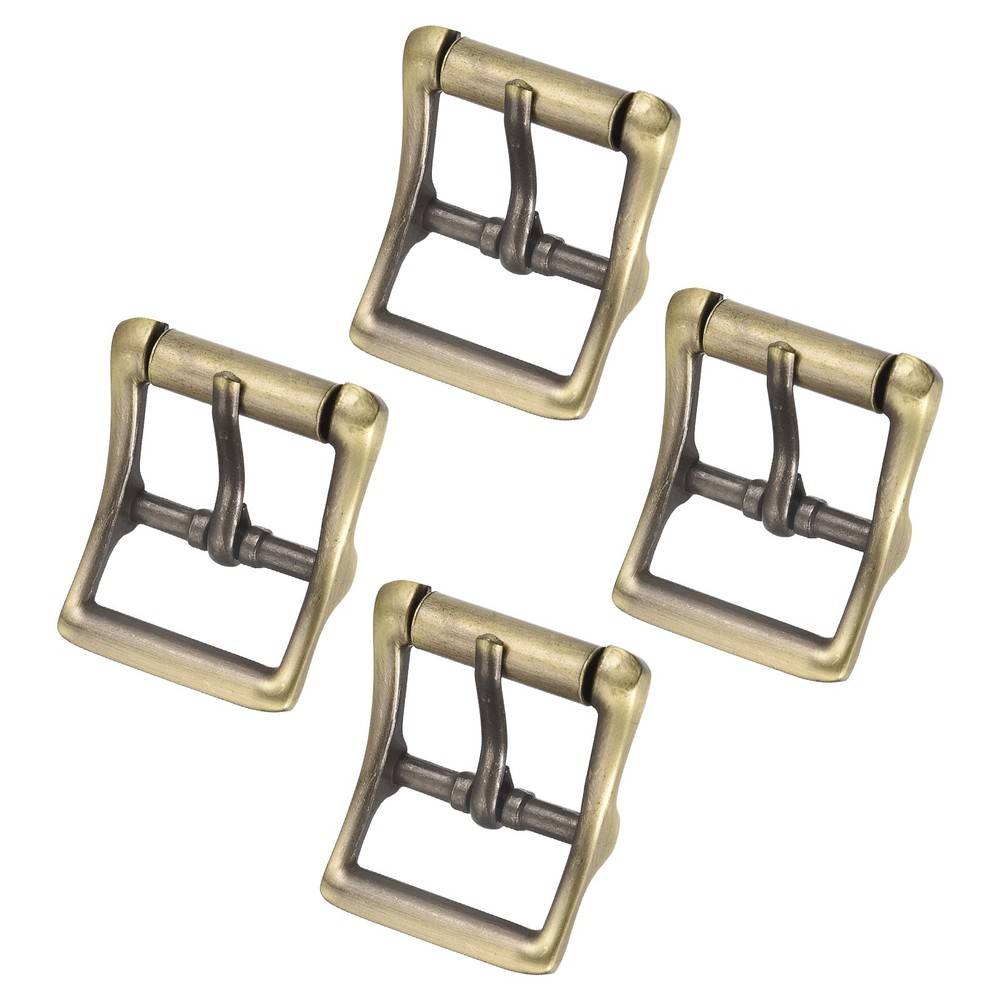 0.98&Prime; Single Prong Belt Buckle Bronze DIY Square Center Bar Buckle , 4Pcs