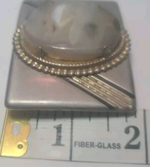 vintage BELT BUCKLE Siver/black/gold Tone Multicolor Center stone 1 Prong Missin