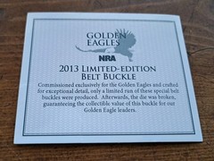 3 NRA Belt Buckles « Golden Eagles » High Quality New In Box
