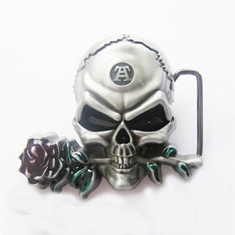 Belt Buckle – Skull With Rose