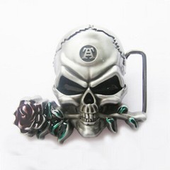 Belt Buckle – Skull With Rose