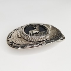 Elk Belt Buckle, Large Metal Silver Tone
