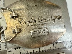 Scrollwork Stone Sterling Silver Plated English Laundry / Wicks Belt Buckle