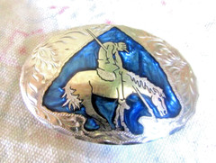 VINTAGE AWARD DESIGN SILVERSMITH COLLECTION HAND ENGRAVED HORSE RIDING INLAID