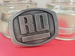 Vintage RO Belt Buckle Silver Pewter Look