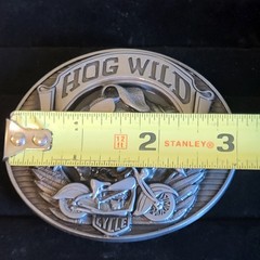 Hog Wild 3D Belt Buckle Metal Finish Biker Motorcycle Western Hog Pig