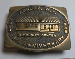 Vtg 1998 25 Anniversary Asbury Community Center West Virginia Metal Belt Buckle