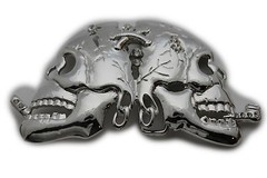 Men Women Belt Buckle Silver Metal Fashion Skeleton Skull Halloween Gothic Big