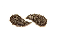 ETRO Antique Bronze Metal Beaded Paisley 1&Prime; Belt Buckle