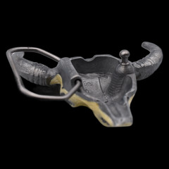 Buffalo Bison Skull 3D Zinc Alloy Belt Buckle (New)