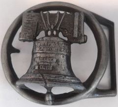 round belt buckle Liberty Bell 3&Prime; dia. 1.75 loop unbranded 1970s