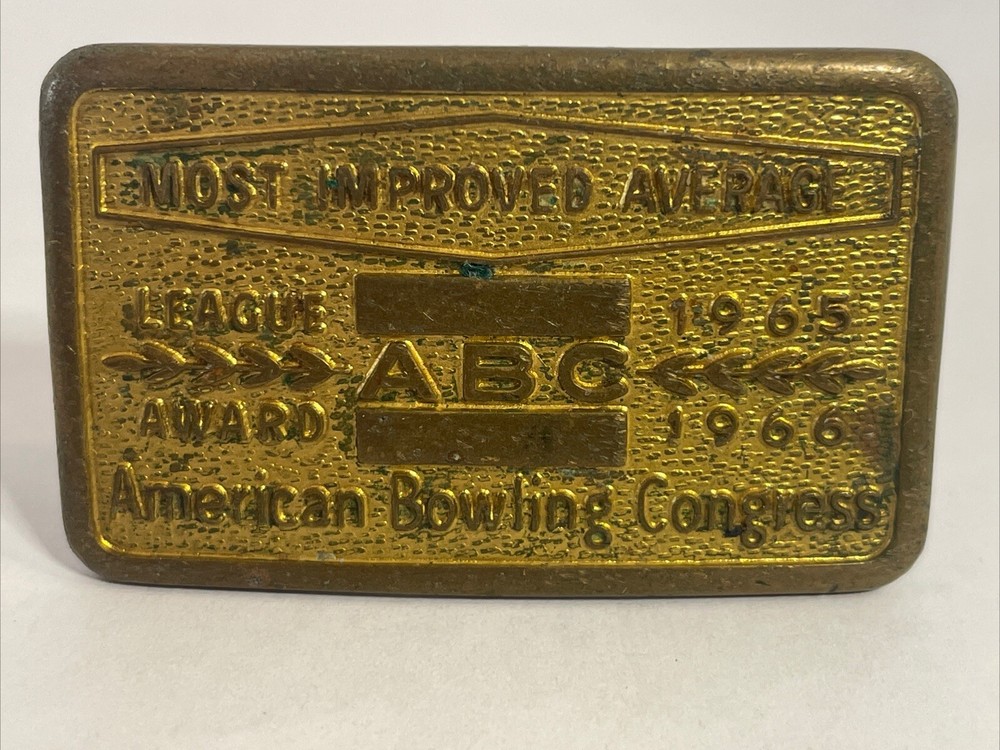 Vtg. American Bowling Congress Belt Buckle Most Improved Average League Award