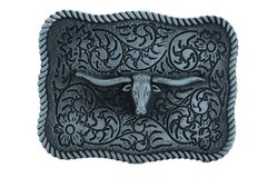 Men Buckle Silver Metal Bull Western Fashion Texas Long Horn Cow Gift Present TX