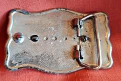 VTG Silver Toned Belt Buckle With Black Stone Western Style Fits 1.5&Prime; Belt READ