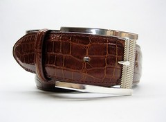 Sterling silver 925 buckle w/1.5&Prime; Genuine Alligator belt sizes 32 to 44 U.S.A.
