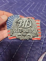 Harley-Davidson Logo Eagle Stars and Stripes Belt Buckle 3 1/4 In Long USA made