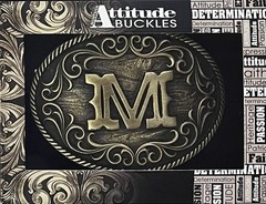 Montana Silversmiths Attitude Filigree Initial M Western Oval Belt Buckle