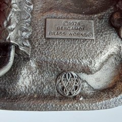 BERGAMOT Brass Works Bear Fish Belt Buckle Trout Fishing Silver Tone 1978