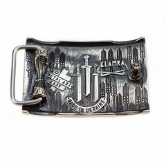 Fehu runic german silver belt buckle, Feoh Wealth Rune Old Norse Scandinavian