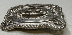 Vintage Looking Western Longhorn Belt Buckle 37580 Silver Tone No Makers Mark