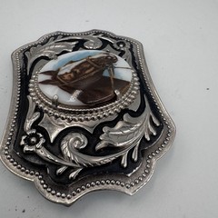 Vintage Western Horse Portrait Belt Buckle Silver Tone Floral Scrollwork Cowboy