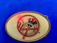 Yankees Baseball Fan Belt Buckle Attention Grabbing Led Lights! W/ Fresh Battery
