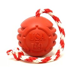 USA-K9 Stars And Stripes Ultra-Durable Reward Ball With Rope – Dog & Puppy