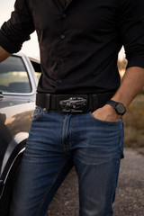 Crios branding belt aluminium buckle Ford Taunus vintage legend