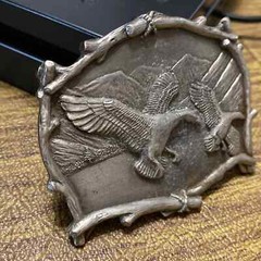 Vintage Solid Pewter Tone Ducks Geese Great American Buckle Company Belt Buckle