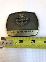HANDYMAN CLUB OF AMERICA LIFE MEMBER Belt Buckle 1996 Solid Brass Rectangular 3”