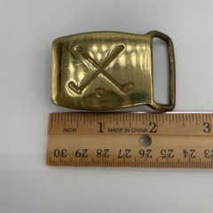 Vintage Golf Clubs Ball Belt Buckle Rectangle Brass 2.25in x 1.75in