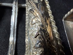 Sterling Silver 10K Gold Overlay Western 4 Pc Belt Buckle Set GN34 Mexico