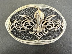 Celtic Knot Fleur De Lis Symbol Gothic Punk Vibe Black Silver Color Belt Buckle