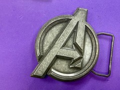 Marvel Comics Avengers Superhero Movie Logo Silver Color Used Belt Buckle