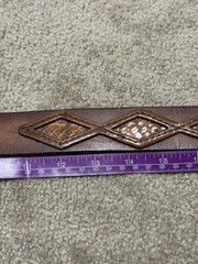 Vintage Southwest turquoise Wood Brass Belt Buckle Belt C141