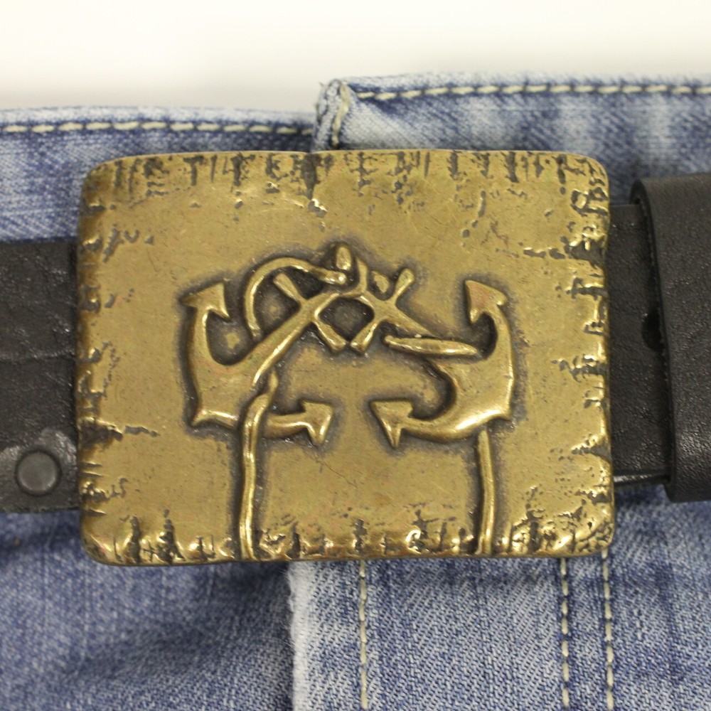Double Anchor Belt Buckle, Antique Brass Belt Buckle for 4cm Interchangeable Belt