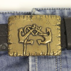 Double Anchor Belt Buckle, Antique Brass Belt Buckle for 4cm Interchangeable Belt