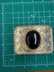 Vintage Western Belt Buckle Gold & Silver Tone Black Stone Mixed Metal
