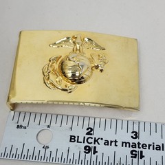 USMC Marines Brass Belt Buckle Anchor and Globe Ira Green Company G23 3&Prime;