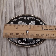 Eagle Belt Buckle Mens One Size Black Silver Oval Western Rope Edge Made USA