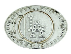 LA Initial Alphabet Belt Buckle Los Angeles Baseball Team Gold & Silver Two in 1